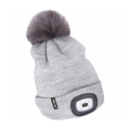 Extol - Bonnet avec lampe frontale rechargeable par USB, batterie 300 mAh, gris avec pompon, taille unique