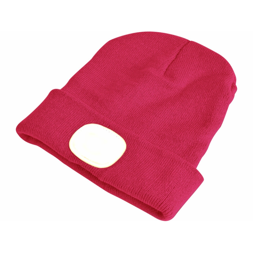 Extol - Bonnet avec lampe frontale rechargeable par USB (batterie 300 mAh), rose, taille unique