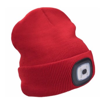 Extol - Bonnet avec lampe frontale rechargeable par USB (batterie 300 mAh), rouge, taille unique
