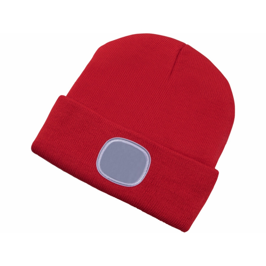 Extol - Bonnet avec lampe frontale rechargeable par USB (batterie 300 mAh), rouge, taille unique