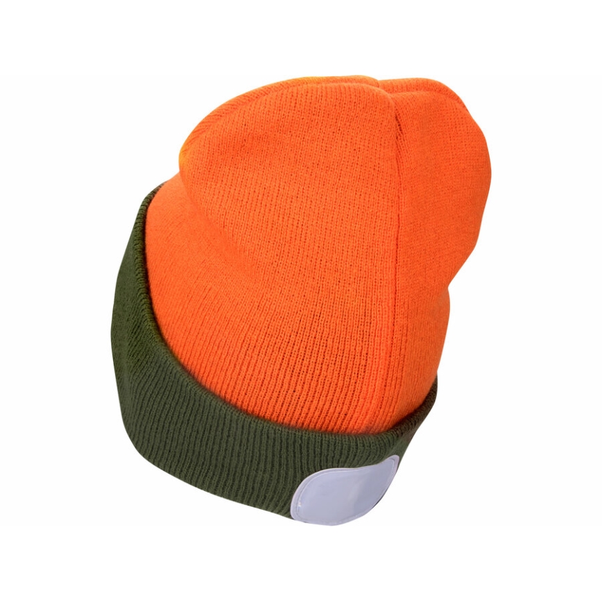 Extol - Bonnet avec lampe frontale et batterie 300 mAh rechargeable par USB, néon orange/vert, taille unique