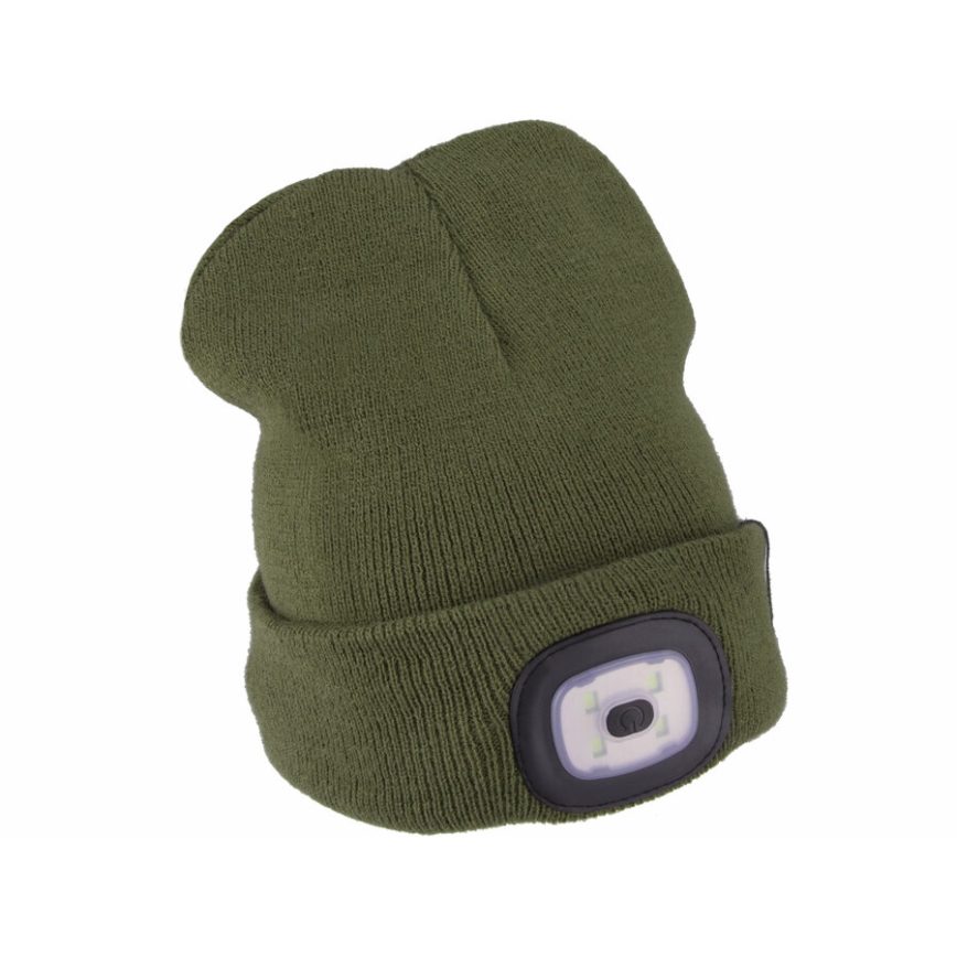 Extol - Bonnet avec lampe frontale et batterie 300 mAh rechargeable par USB, néon orange/vert, taille unique