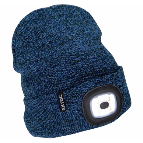 Extol - Chapeau avec lampe frontale et chargeur USB 300 mAh bleu taille UNI