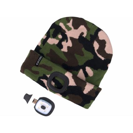 Extol - Chapeau avec lampe frontale et chargeur USB 300 mAh camouflage taille UNI