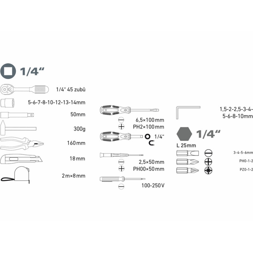 Extol - Jeu d'outils de 39 pcs