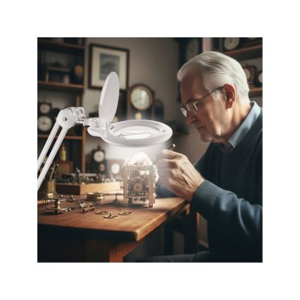Extol - Lampe de bureau LED dimmable avec loupe LED/10W/230V blanche