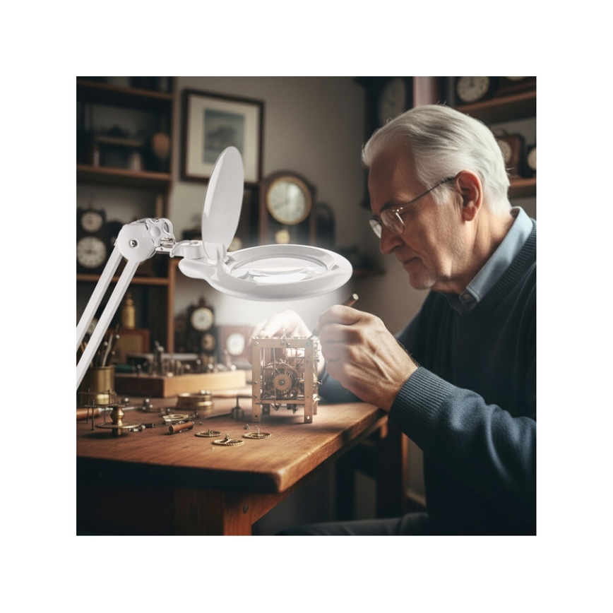 Extol - Lampe de bureau LED dimmable avec loupe LED/10W/230V blanche