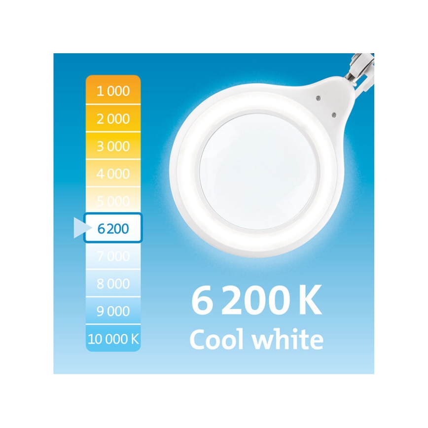 Extol - Lampe de bureau LED dimmable avec loupe LED/10W/230V blanche