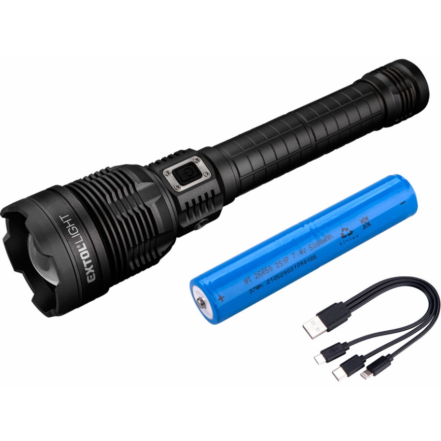 Extol - Lampe torche à intensité variable rechargeable avec une batterie portative LED/60W/10000 mAh 8000 lm IPX4 noir