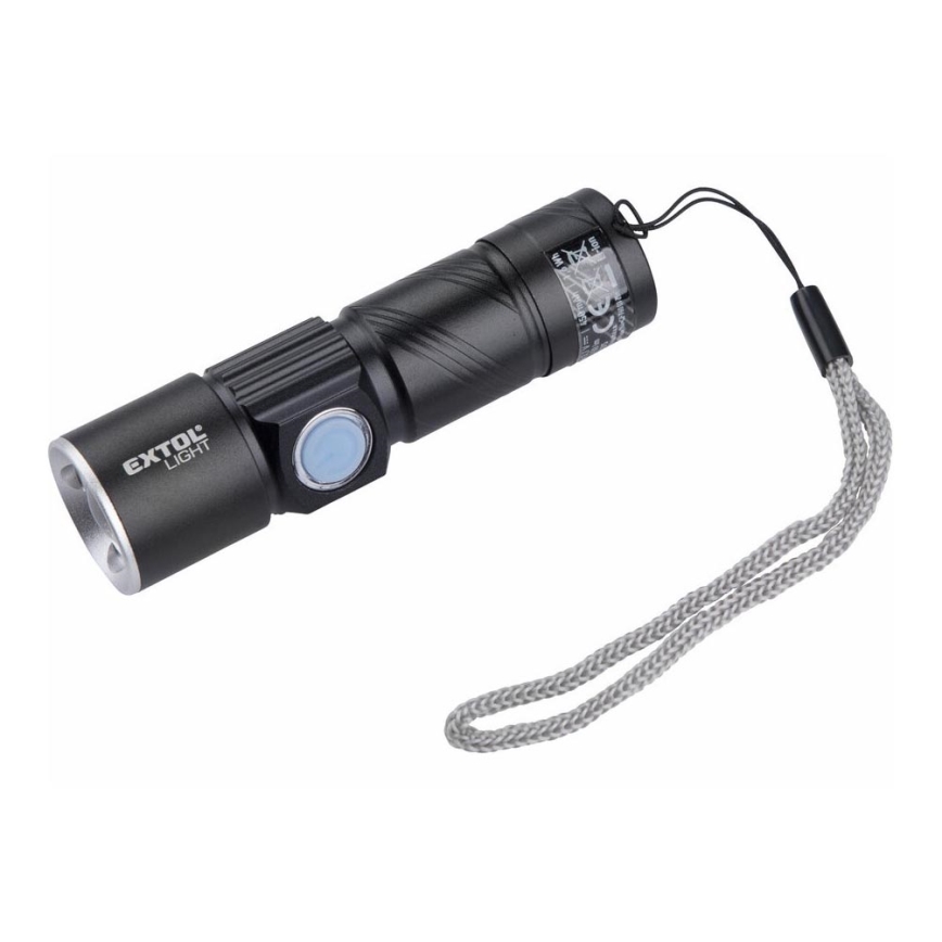 Extol - Lampe torche rechargeable LED/3W/450 mAh/3,7V noir