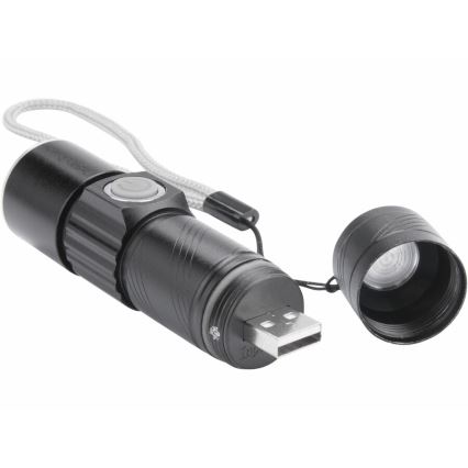 Extol - Lampe torche rechargeable LED/3W/450 mAh/3,7V noir