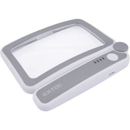 Extol - Loupe pliable rechargeable à éclairage LED à intensité réglable, 650 mAh, blanc/gris