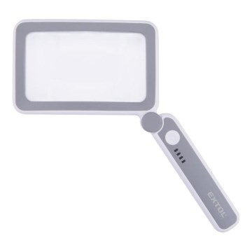 Extol - Loupe pliable rechargeable à éclairage LED à intensité réglable, 650 mAh, blanc/gris