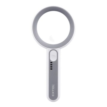 Extol - Loupe rechargeable à éclairage LED dimmable / 650 mAh / blanc/gris