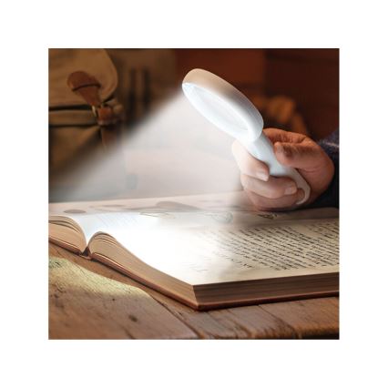 Extol - Loupe rechargeable à éclairage LED dimmable / 650 mAh / blanc/gris