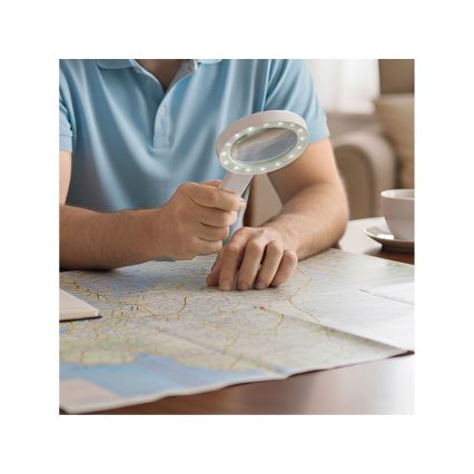 Extol - Loupe rechargeable à éclairage LED dimmable / 650 mAh / blanc/gris