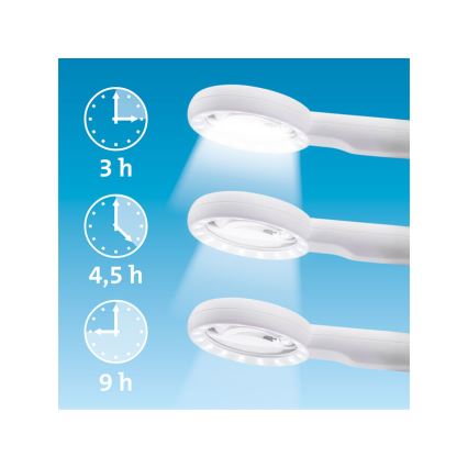 Extol - Loupe rechargeable à éclairage LED dimmable / 650 mAh / blanc/gris