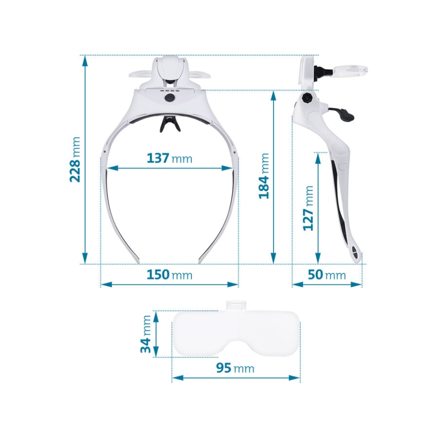 Extol - Lunettes rechargeables avec loupe et éclairage LED/300 mAh