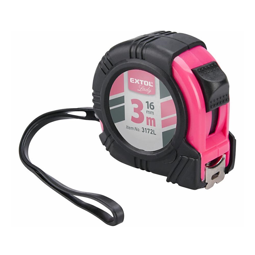 Extol - Mètre ruban 3 m noir/rose
