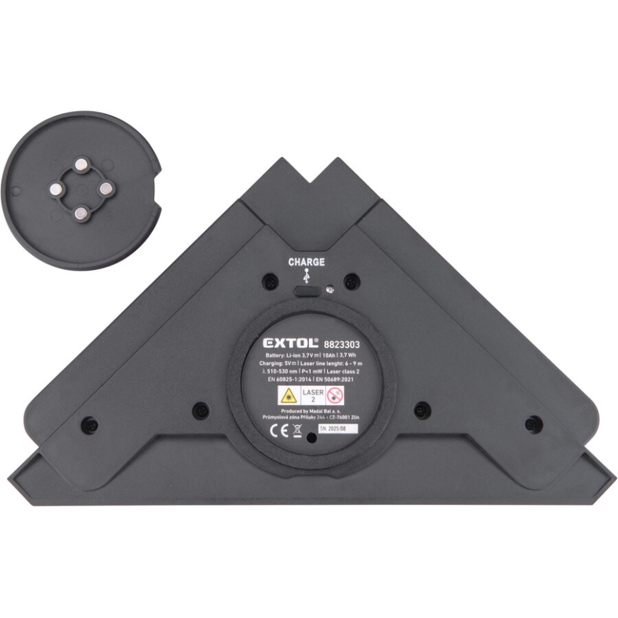 Extol Premium - Équerre laser 90° avec module d'aspiration électrique 5V/1000 mAh