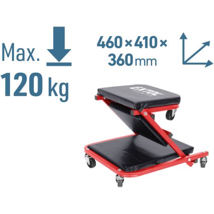 Extol Premium - Planche de visite/siège d'atelier à roulettes 2 en 1