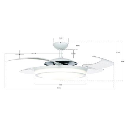 FANAWAY 210930 - Ventilateur de plafond EVO2 3xE27/20W/230V blanc/chrome