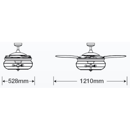 FANAWAY 212921 - Ventilateur de plafond LED INDUSTRI 3xE27/4W/230V marron + télécommande