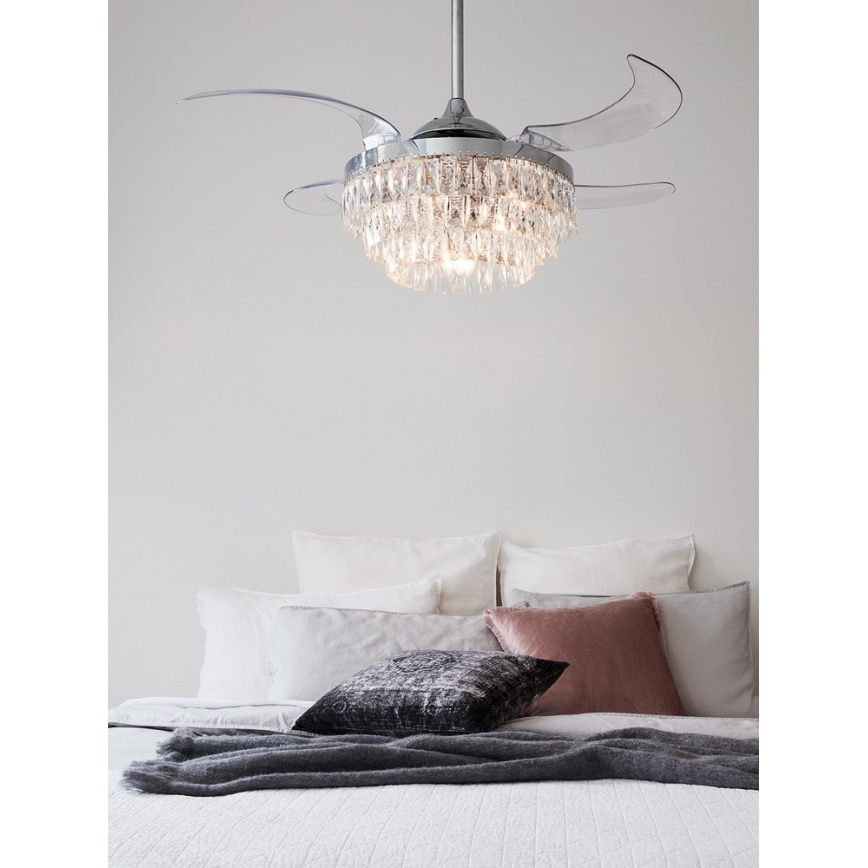 FANAWAY 212923 - Ventilateur de plafond VEIL 6xE14/4,5W/230V chrome brillant + Télécommande