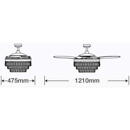 FANAWAY 212923 - Ventilateur de plafond VEIL 6xE14/4,5W/230V chrome brillant + Télécommande