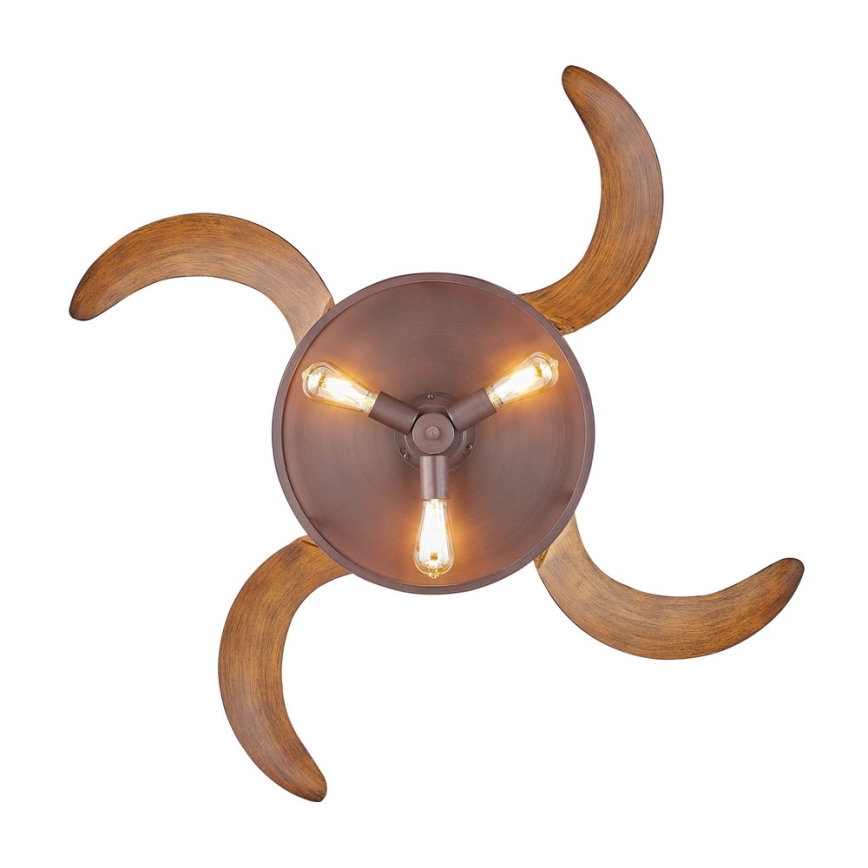 FANAWAY 212925 - Ventilateur de plafond LED CLASSIC 3xE27/4W/230V marron + Télécommande
