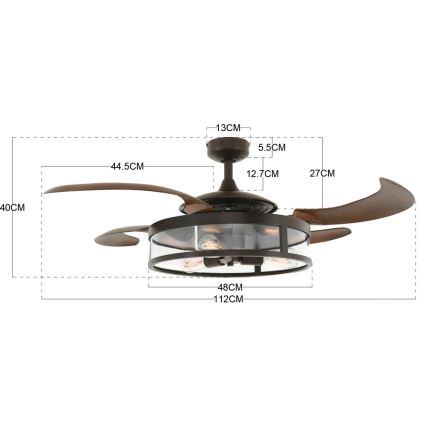 FANAWAY 212925 - Ventilateur de plafond LED CLASSIC 3xE27/4W/230V marron + télécommande