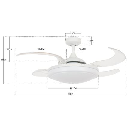 FANAWAY 212980 - Ventilateur de plafond EVORA 2xE27/15W/230V blanc + télécommande