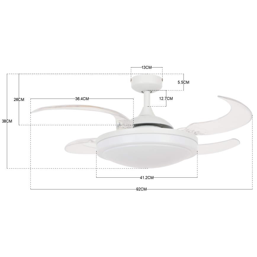 FANAWAY 212980 - Ventilateur de plafond EVORA 2xE27/15W/230V blanc + télécommande