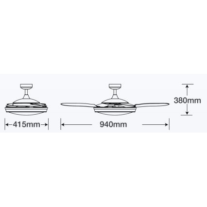 FANAWAY 212982 - Ventilateur de plafond EVORA 2xE27/20W/230V chrome brillant + Télécommande