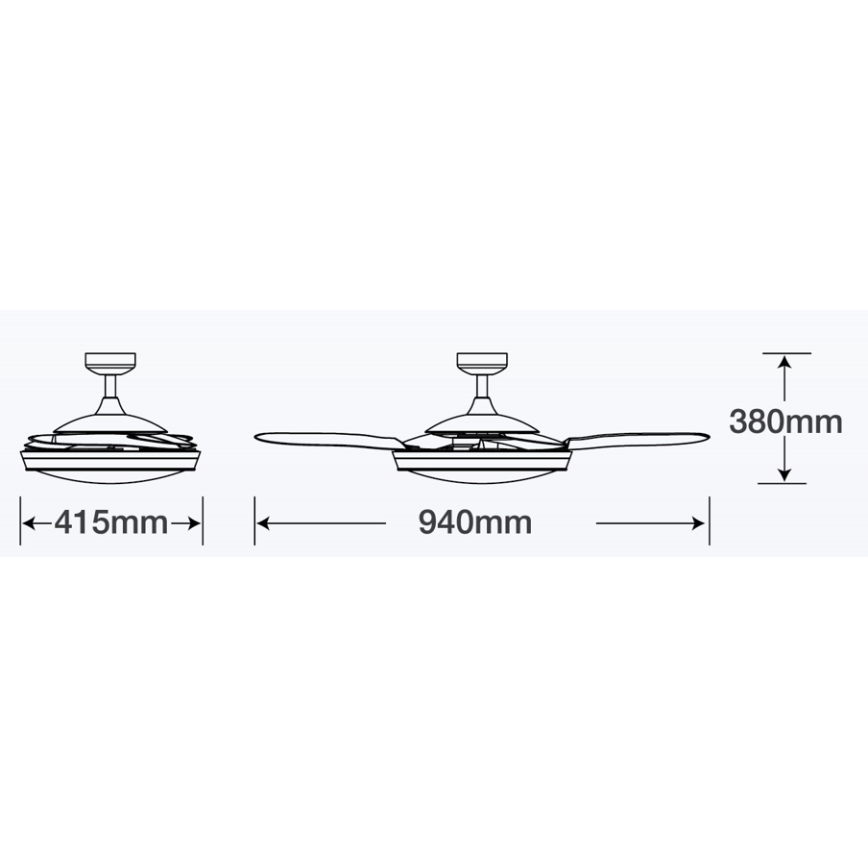 FANAWAY 212982 - Ventilateur de plafond EVORA 2xE27/20W/230V chrome brillant + Télécommande
