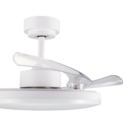 FANAWAY 21612949 - Ventilateur de plafond à intensité variable STROLL LED/30W/230V 2700/3500/5000K d. 106 cm blanc/transparent + télécommande