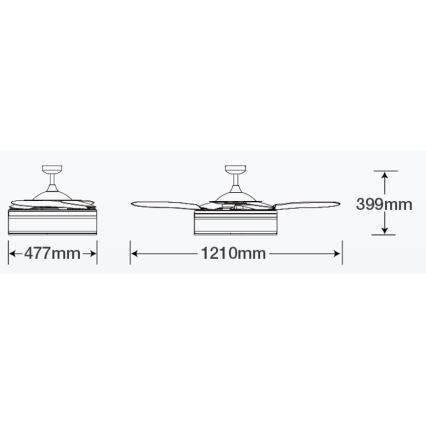 FANAWAY 511030 - Ventilateur de plafond LED FRASER 3xE27/20W/230V blanc + télécommande