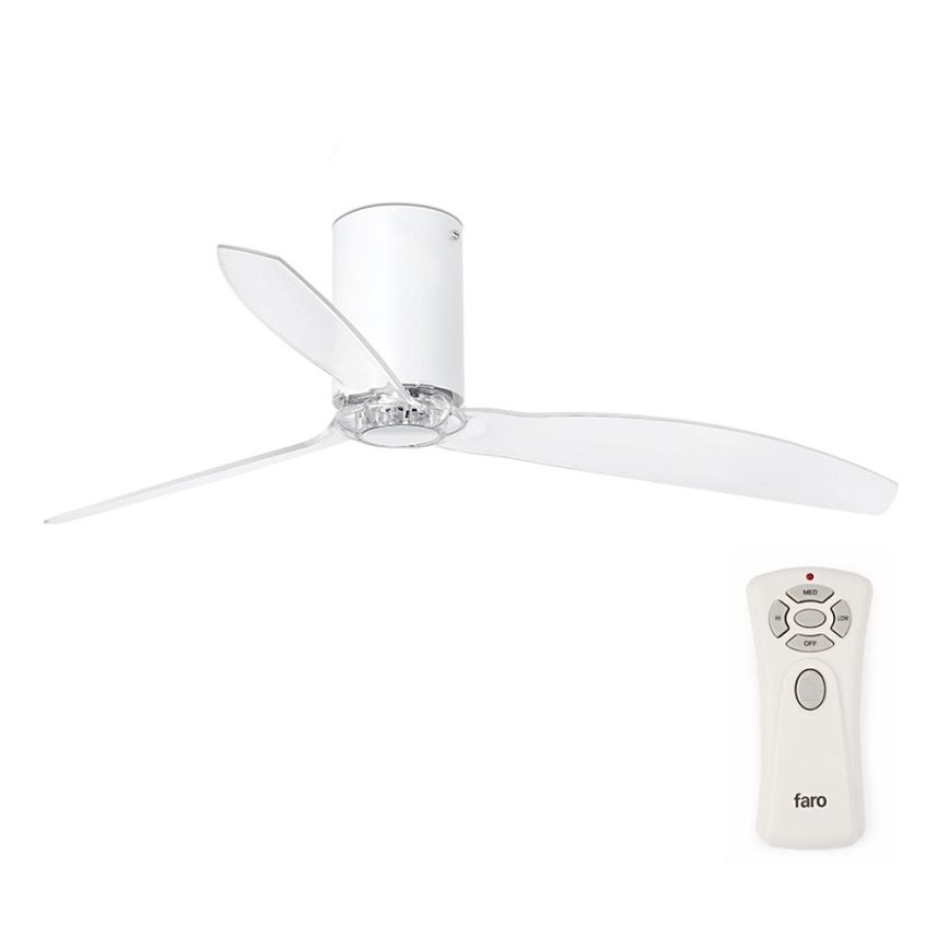 FARO 32039- Ventilateur de plafond MINI TUBE VENTIL transparent d. 128 cm + télécommande