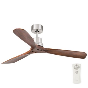 FARO 33370DC - Ventilateur de plafond LANTAU marron/chrome mat d. 132 cm + télécommande