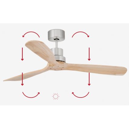 FARO 33373DC - Ventilateur de plafond LANTAU bois/chrome mat d. 132 cm + télécommande