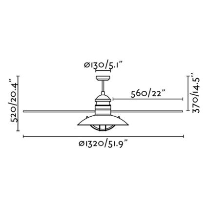 FARO 33396 - Ventilateur de plafond WINCH FAN 2xE27/20W/230V + télécommande