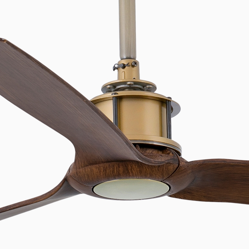 FARO 33398WT - Ventilateur de plafond JUST FAN M Ø 128 cm marron/laiton Wi‑Fi Tuya + télécommande