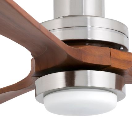 FARO 33518DC - Ventilateur de plafond LANTAU LED/15W/230V chrome/bois + télécommande