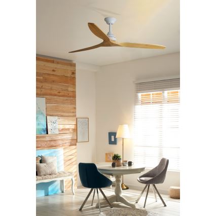 FARO 33728DC - Ventilateur de plafond ALO L bois/blanc d. 152 cm + télécommande