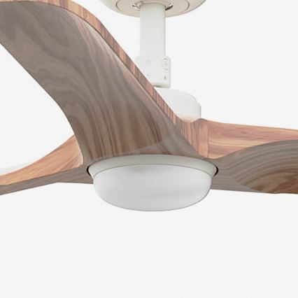 FARO 33805WT-1TW - Ventilateur de plafond LED dimmable HEYWOOD, LED 10W/230V, 2700/3000/4000K, finition bois/blanc, Ø 90 cm, Wi-Fi Tuya + télécommande