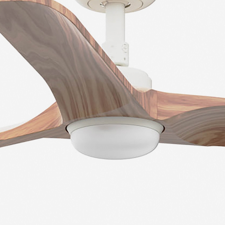 FARO 33805WT-1TW - Ventilateur de plafond LED dimmable HEYWOOD, LED 10W/230V, 2700/3000/4000K, finition bois/blanc, Ø 90 cm, Wi-Fi Tuya + télécommande