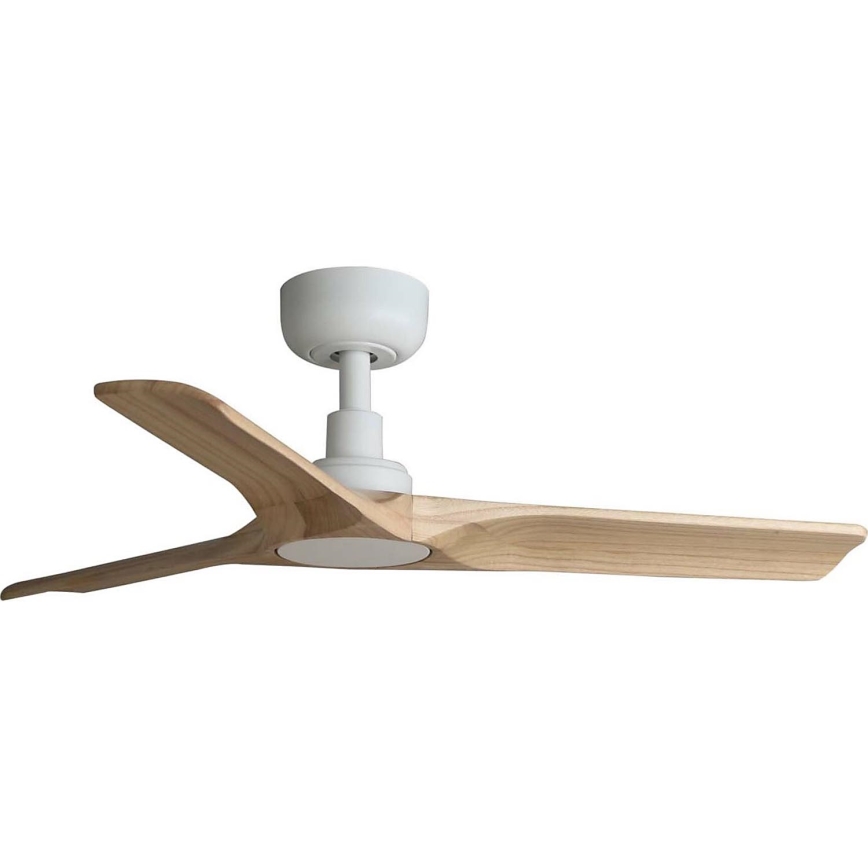 FARO 33805WT - Ventilateur de plafond HEYWOOD S bois/blanc Ø 90 cm Wi-Fi Tuya + télécommande