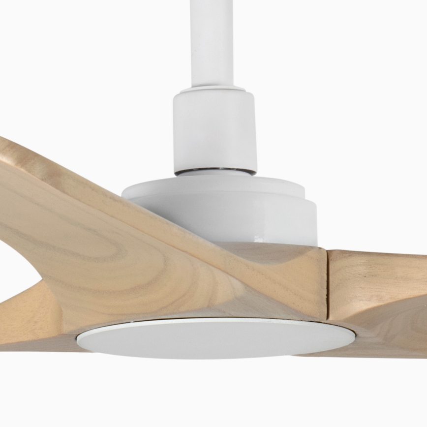 FARO 33805WT - Ventilateur de plafond HEYWOOD S bois/blanc Ø 90 cm Wi-Fi Tuya + télécommande
