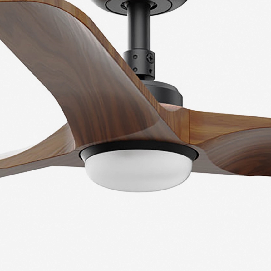 FARO 33806-1TW - Ventilateur de plafond LED dimmable HEYWOOD S LED/10W/230V 2700/3000/4000K bois/noir Ø 90 cm + télécommande