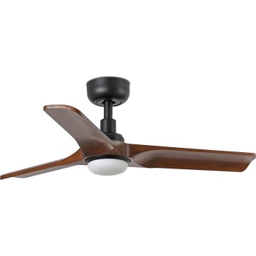 FARO 33806WT1S - ventilateur de plafond LED à intensité variable HEYWOOD S LED/10W/230V 2700/3000/4000K diam. 90 cm bois/noir Wi-Fi Tuya + télécommande